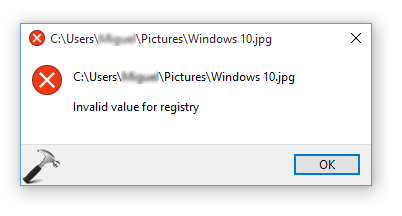 Invalid value for registry error