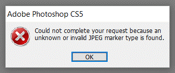 Invalid JPEG marker type error