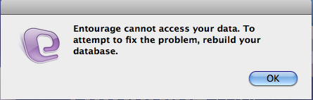 Entourage Cannot Access Your Data Error