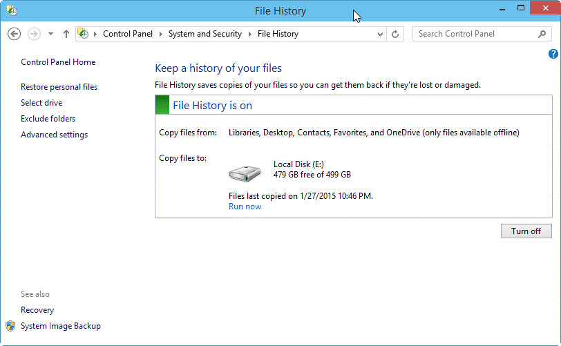 Restore Deleted Files from PC via File History