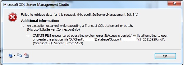 SQL Database Access Denied Error