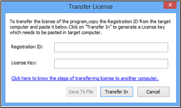 Click on Transfer License