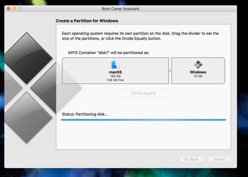 Create the partition and install