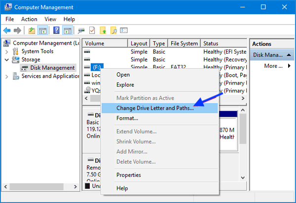Disk Management window