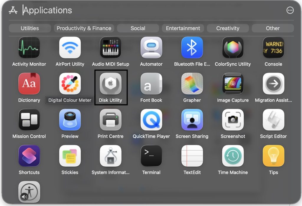 Open Disk Utility