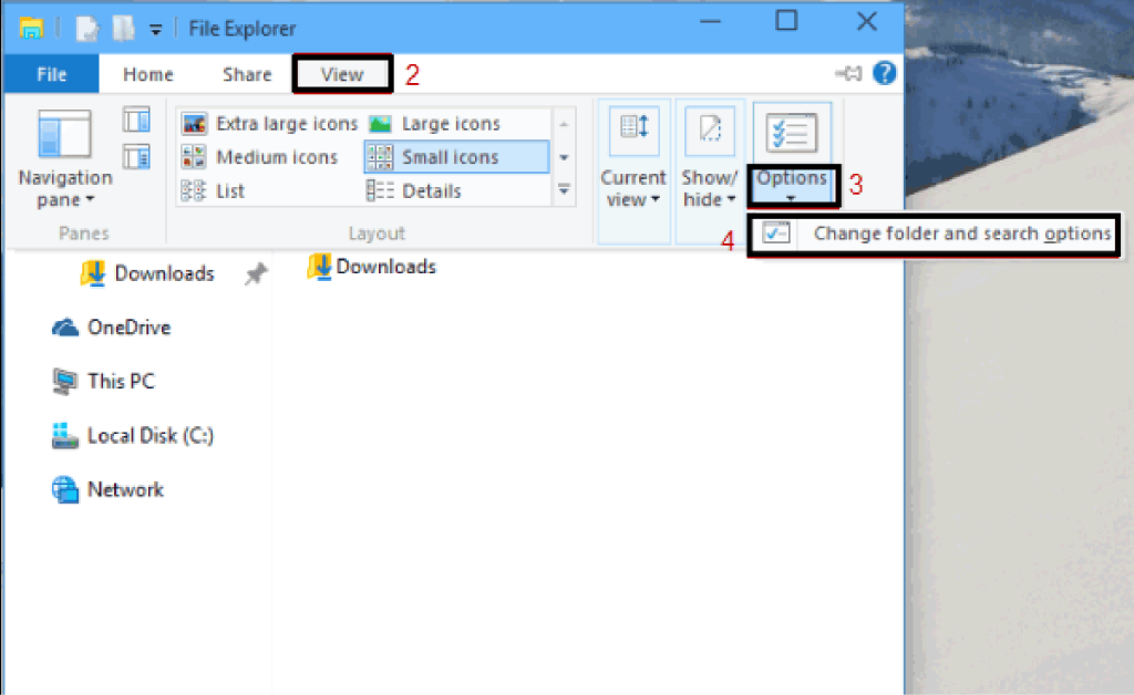 Change folder and search options