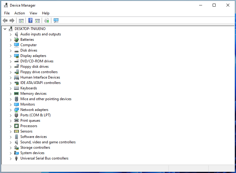 Open Device Manager (Shift+Ctrl+Delete key > Device Manager)