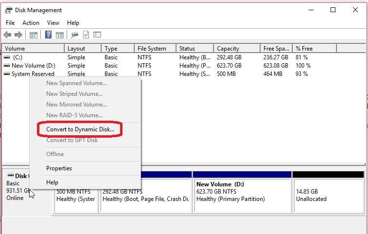 convertir en disque dynamique