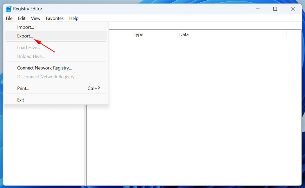 click File > Export and save a backup of the entire registry