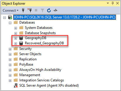 Recover SQL server database