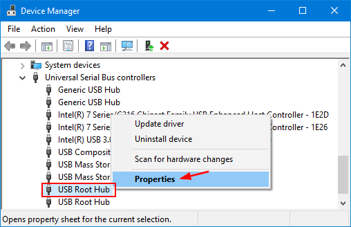 Access each USB Root Hub