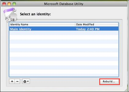 Rebuild Identity database in Outlook 2011 for Mac to Eliminate Problems