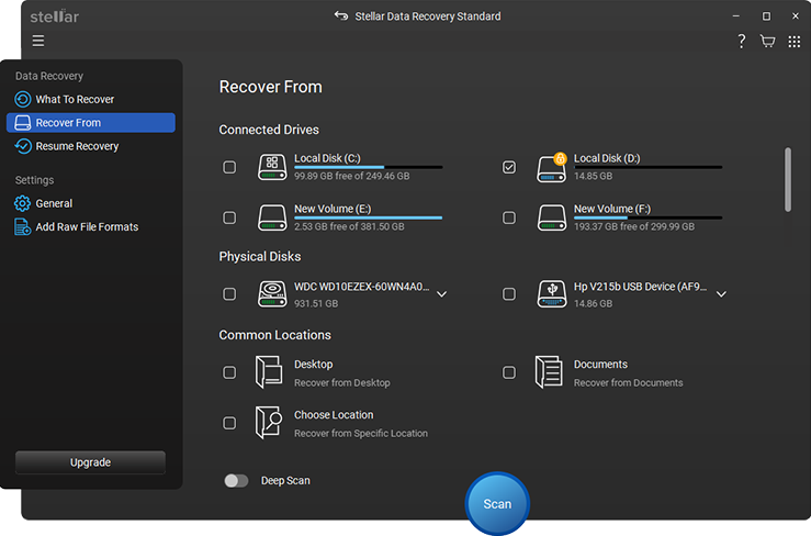 select from recover from and choose your drive
