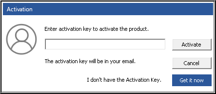 Image of Activation key window in the Software