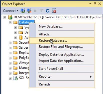  Restore database SQL Server 