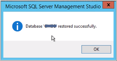 Database Restored Successful Message