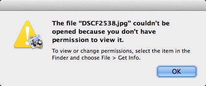 How to fix ?'jpg file couldn't be opened because you don't have permission to view it? error