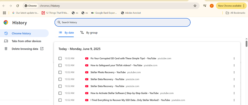 Google chrome browsing history 1