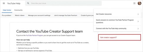 contact the YouTube Creator Support Team