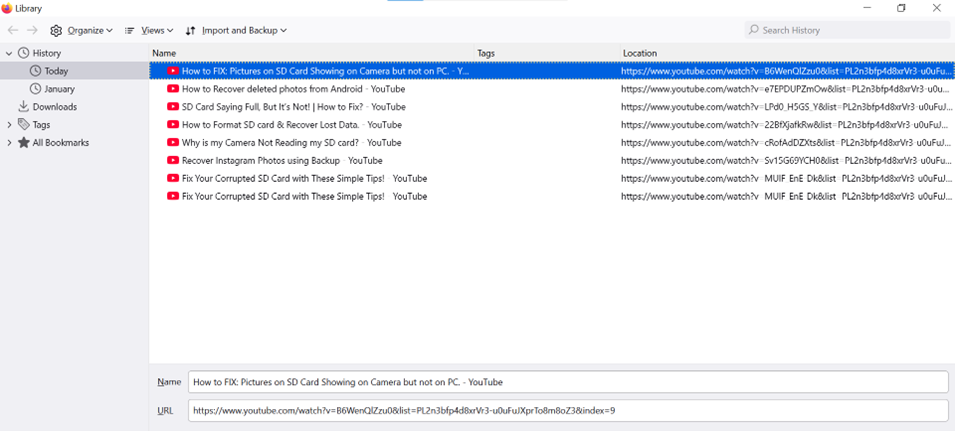 Mozilla Firefox browsing history 2