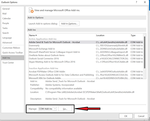 Outlook options 