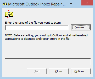 Locate the ScanPST.exe in the Microsoft Office folder (under program files "C:").