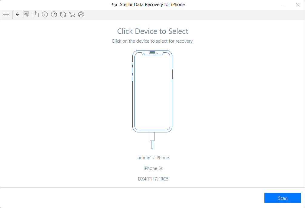 Stellar Data Recovery for iPhone - Click device to select