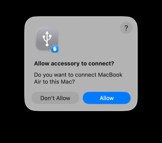 Click on Allow the Accessory in the host mac