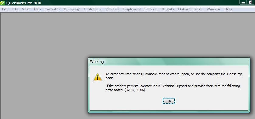 QuickBooks error 6150