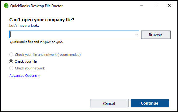 QuickBooks Desktop File Doctor Interface