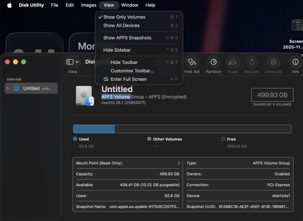 choose View > Show All Devices