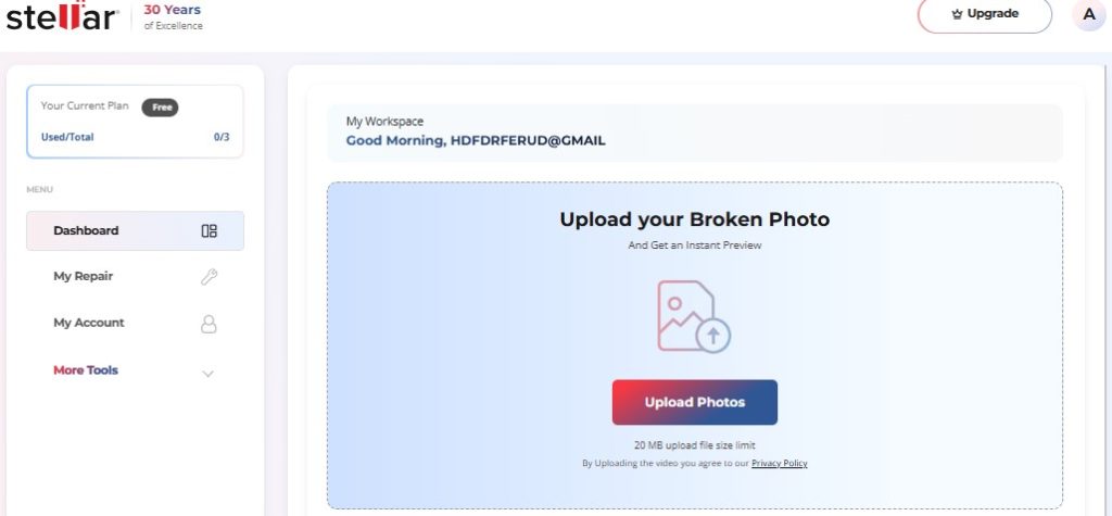 click on Upload Photos