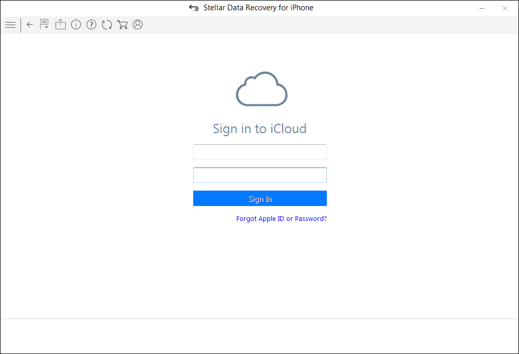 Stellar Data Recovery for iPhone- sign-in to iCloud