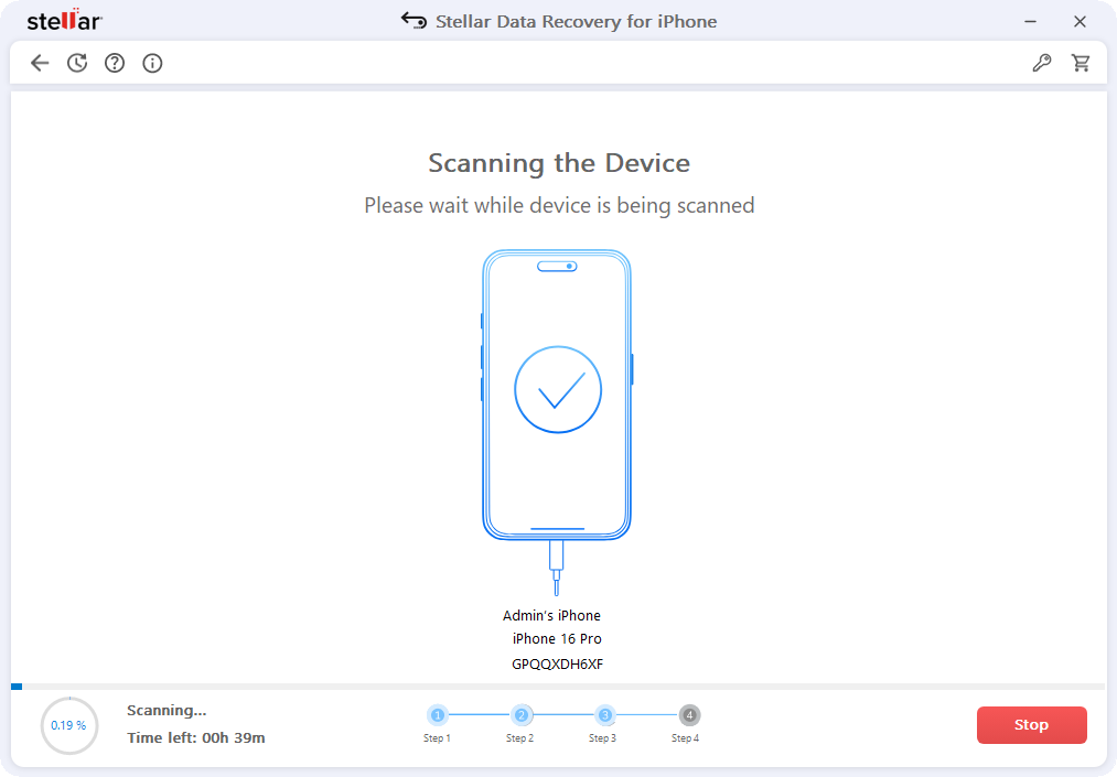 Stellar Data Recovery for iPhone Scan