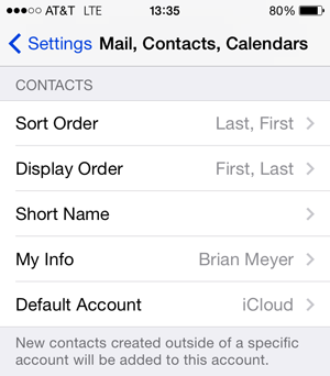 Restore Contacts through iPhone Settings