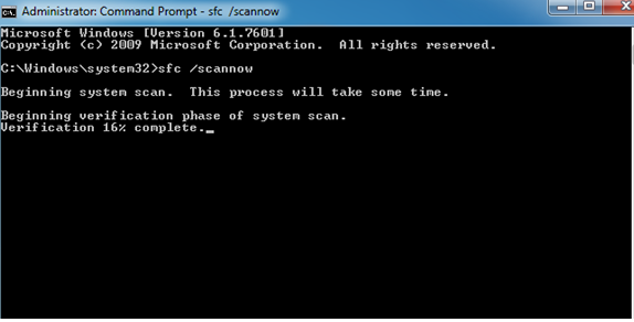 invalid value for registry error - Perform command prompt window type sfc /scannow