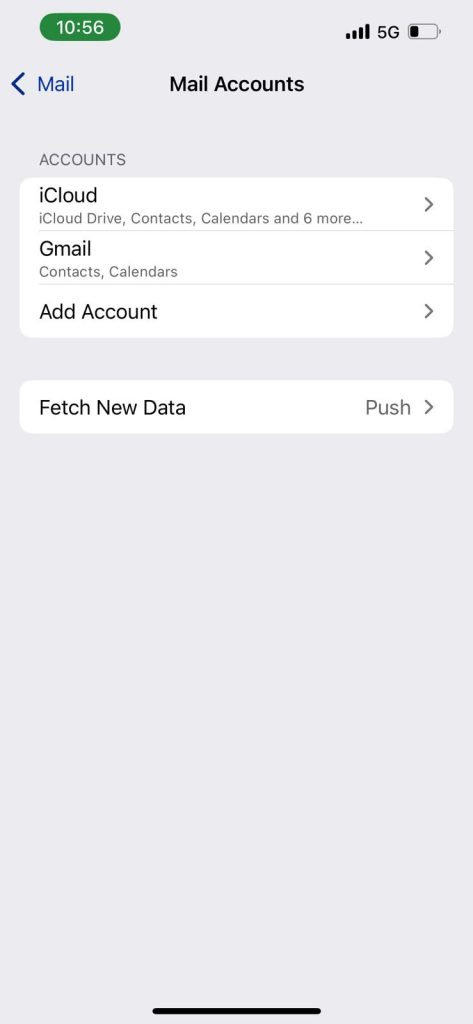 Settings > Mail > Accounts > Fetch New Data