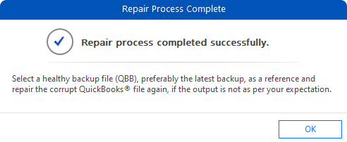 Restore Process Complete message 