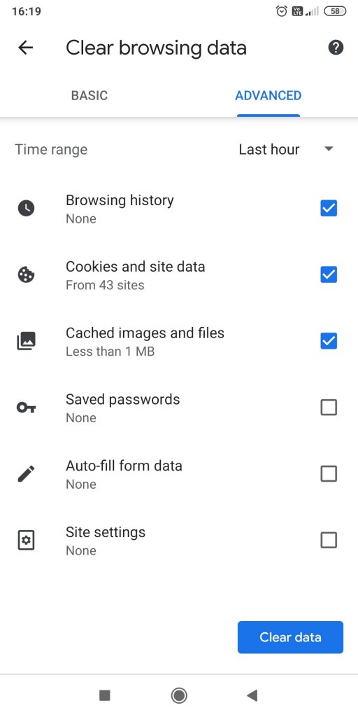 Daten in Chrome auf dem Android-Telefon löschen