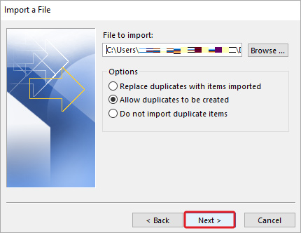 After selecting the file, click on Next