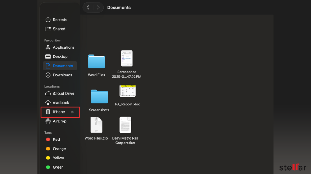 Open Finder and click your iPhone in the sidebar