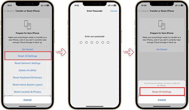 Select Reset All Settings