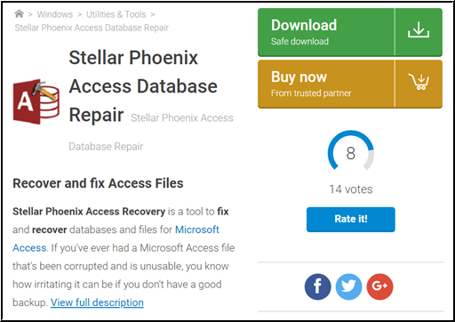 Image of Softonic review access repair software