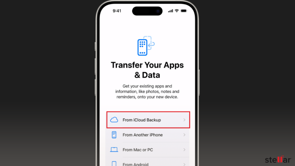 Tap Restore from iCloud Backup