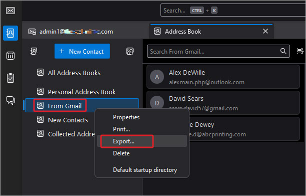 Click on Export