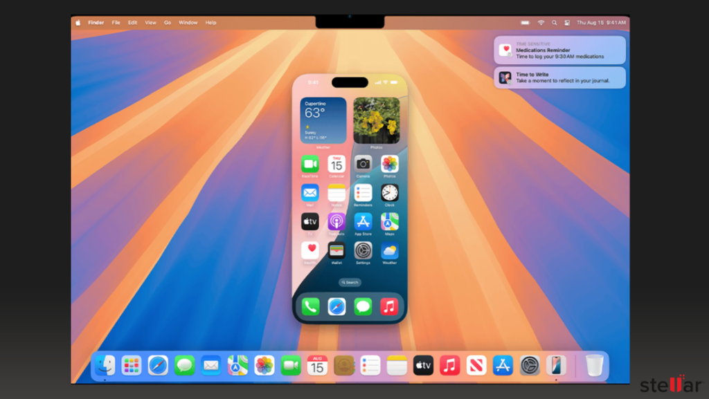 iPhone screen after successful pairing via iPhone Mirroring application
