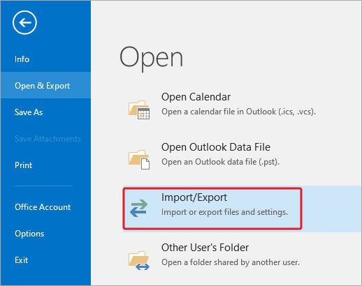 Go to File > Open & Export > Import/Export