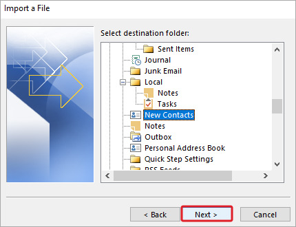 Select the destination folder and click Next