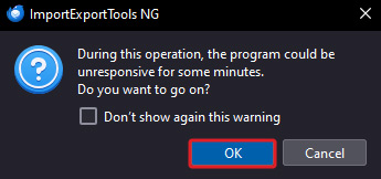 Click OK to proceed