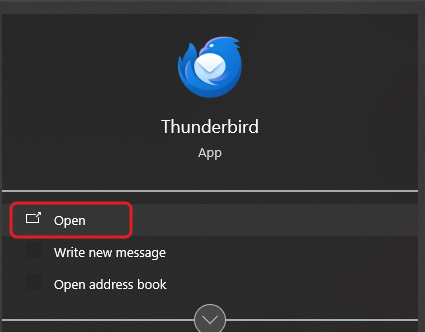 Launch Mozilla Thunderbird on your Windows PC